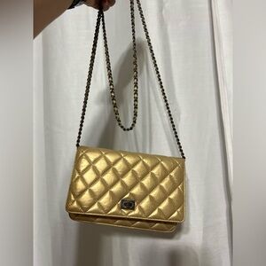 Chanel Reissue 2.55 Wallet on Chain Metallic Quilted Lambskin